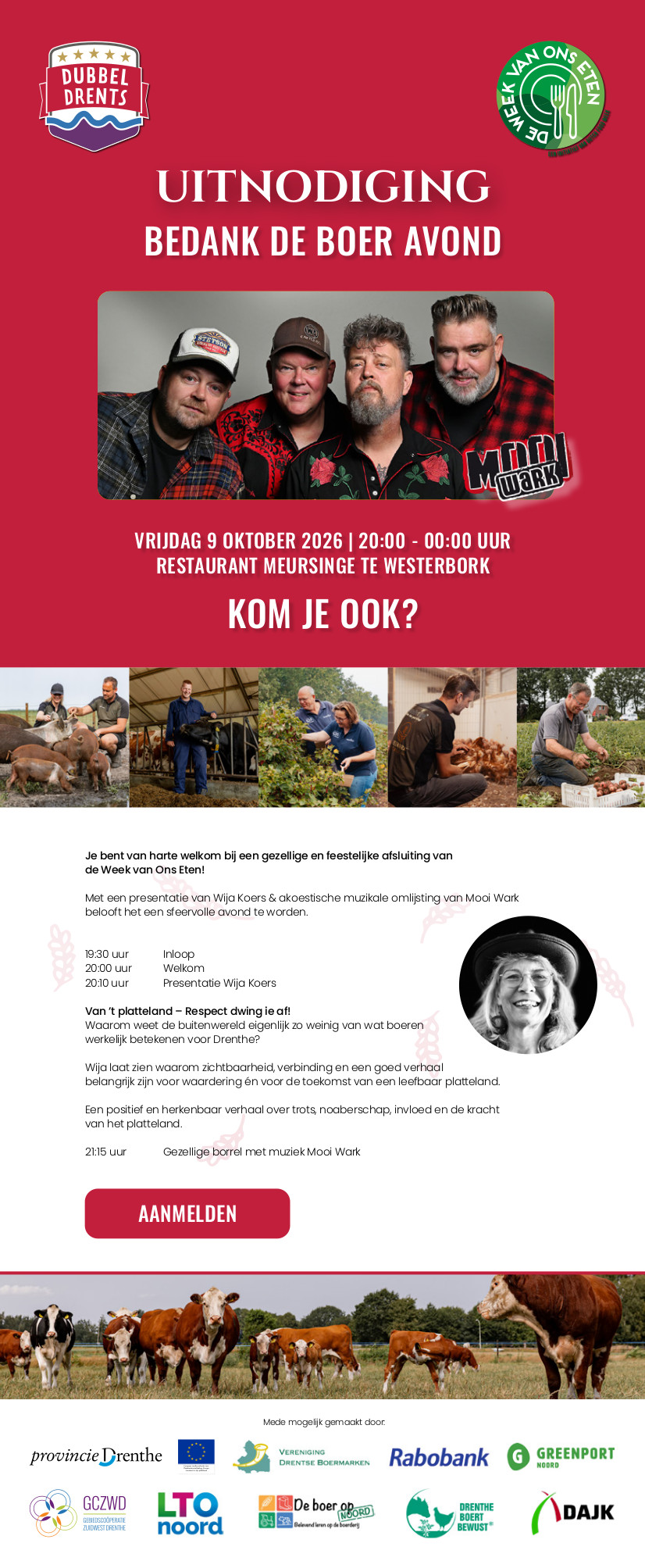 Bedank de boer avond: spreker Wija